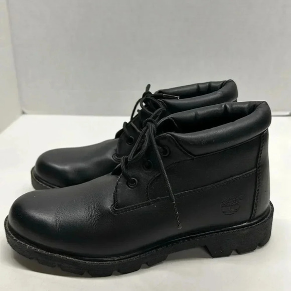 Timberland Chukka Winter Boots 10920 Lace Up Waterproof Black Leather Boys 5.5 - Picture 1 of 10